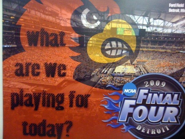 Poster in the University of Louisville locker room (Las Vegas Sun photo)