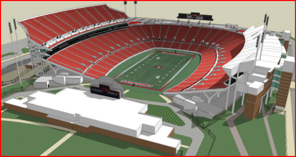 All seats are a brilliant red in the artist's rendering.