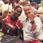 The "L" sign from cornerback Kaldell Dunning and fan Bill Musselman.