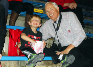 Ron Guthals and his grandson Byron were having a ball on Row FF in the rafters.