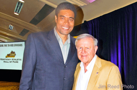 Pervis Ellison and Denny Crum (Jim Reed photo)