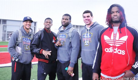 On hand to support their teammates at UofL's Pro Day were Kai De La Cruz, DeVante Parker, Dominique Brown, Will Gardner and Lorenzo Maulding.