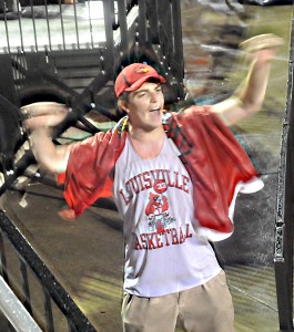 A drenched Creighton Haley, also a football team manager, kept the C-A-R-D-S cheering going all night.