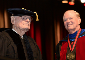 Sam Swope with Jim Ramsey at last spring's commencement ceremonies.