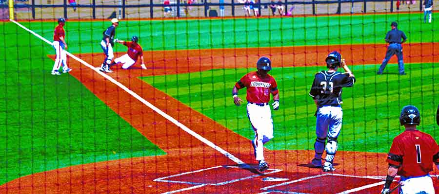 Corey Ray crosses the plate in a 10-1 win over Wake Forest in the first game.