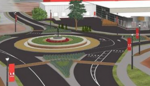 Rendering of improvements at Floyd Street and Cardinal Avenue.