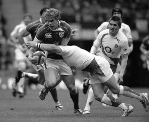 England's Jamie Noon tackles Ireland's Andrew Trimble