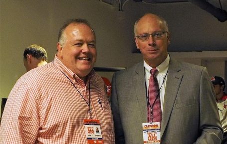 Sports Information Directors Sam Blackman, from Clemson, and Kenny Klein, from UofL. (Cindy Rice Shelton photo)